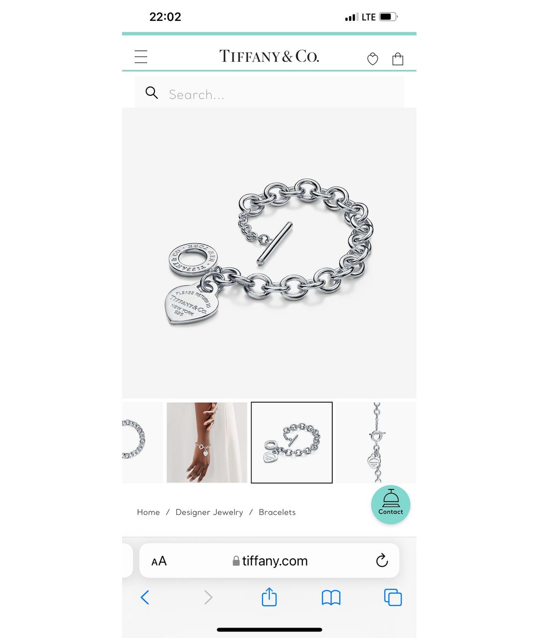 TIFFANY&CO Серебрянный серебряный браслет, фото 4