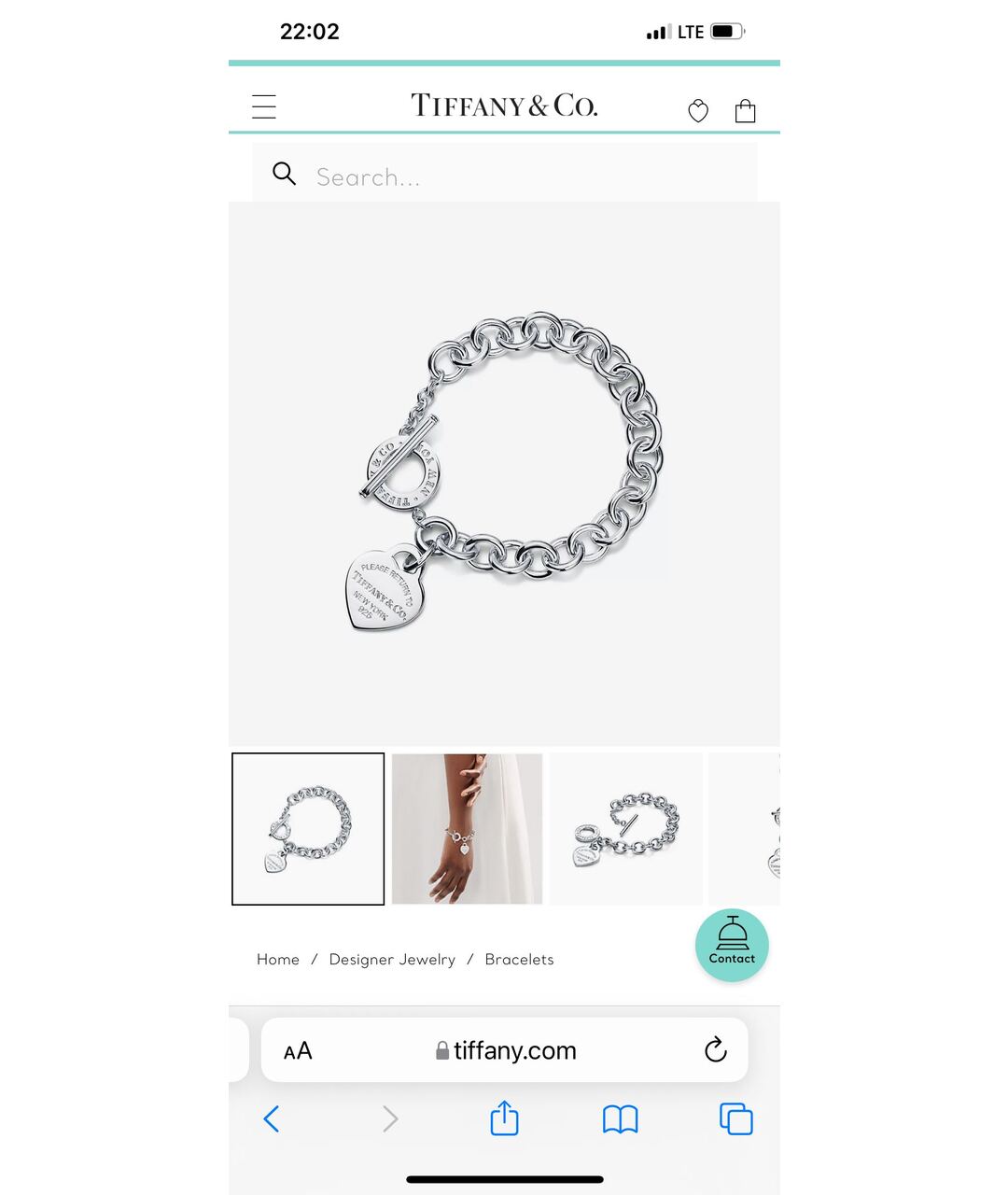 TIFFANY&CO Серебрянный серебряный браслет, фото 2