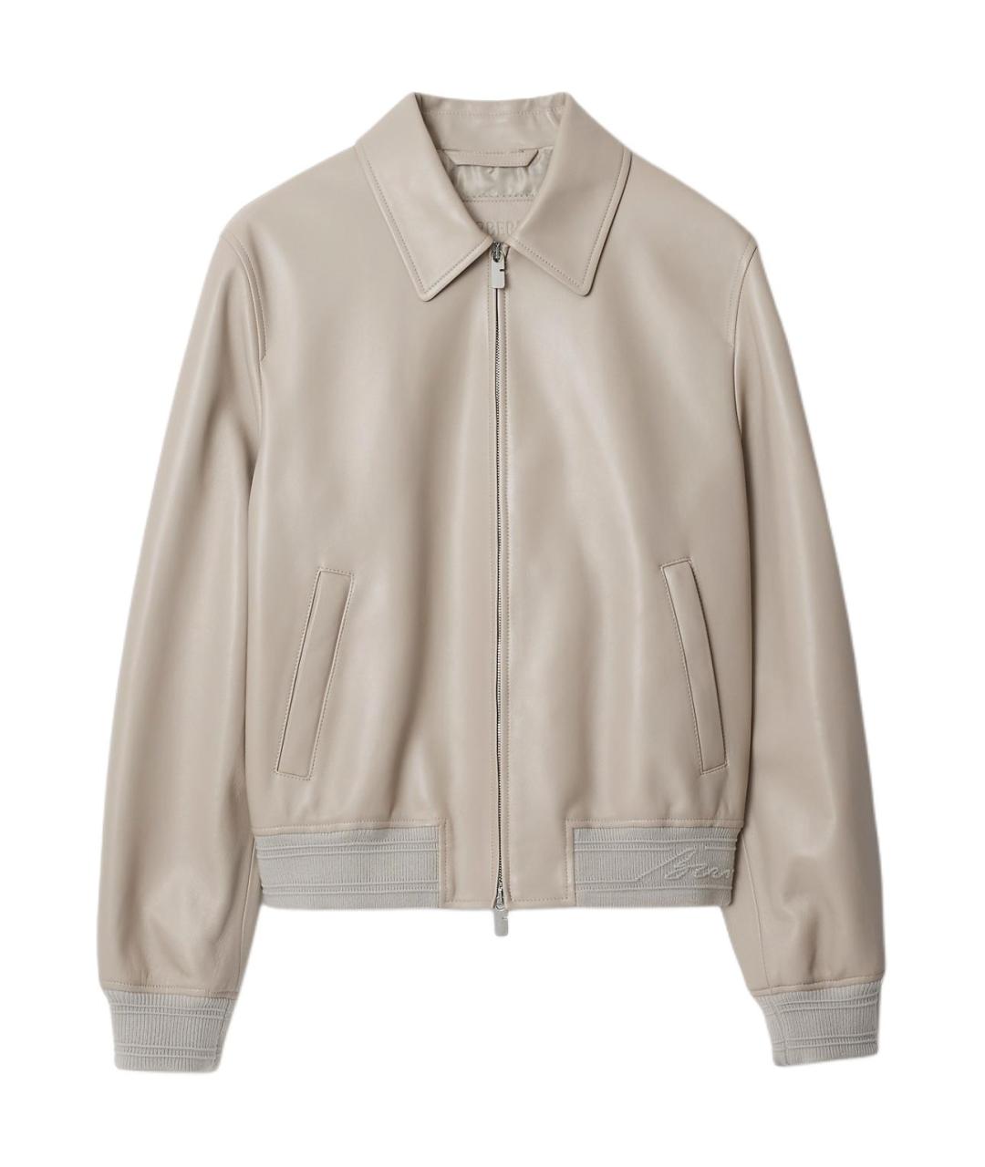BURBERRY Бежевая кожаная куртка, фото 1
