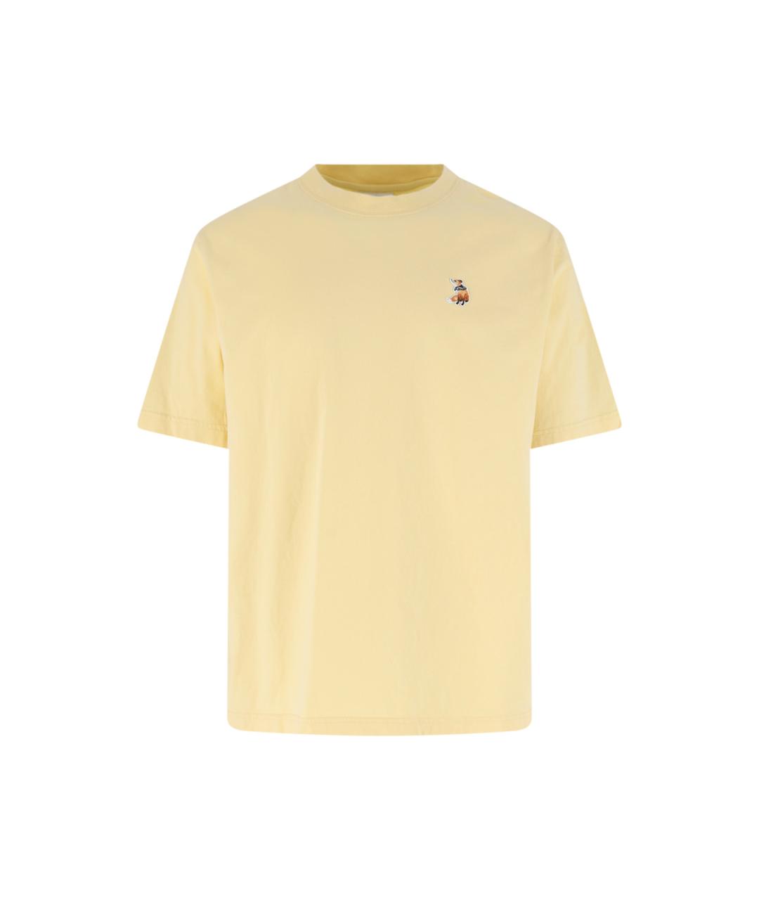 MAISON KITSUNE Желтая хлопковая футболка, фото 1