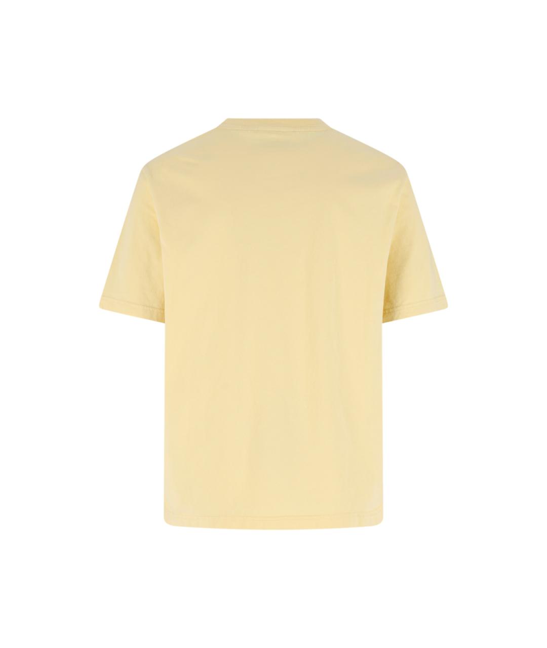 MAISON KITSUNE Желтая хлопковая футболка, фото 2