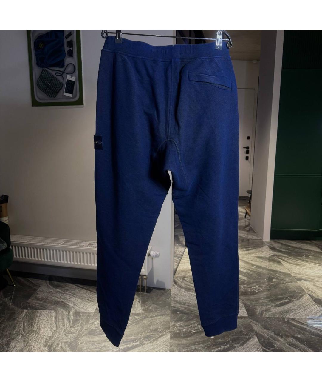 STONE ISLAND Темно-синие хлопковые повседневные брюки, фото 2