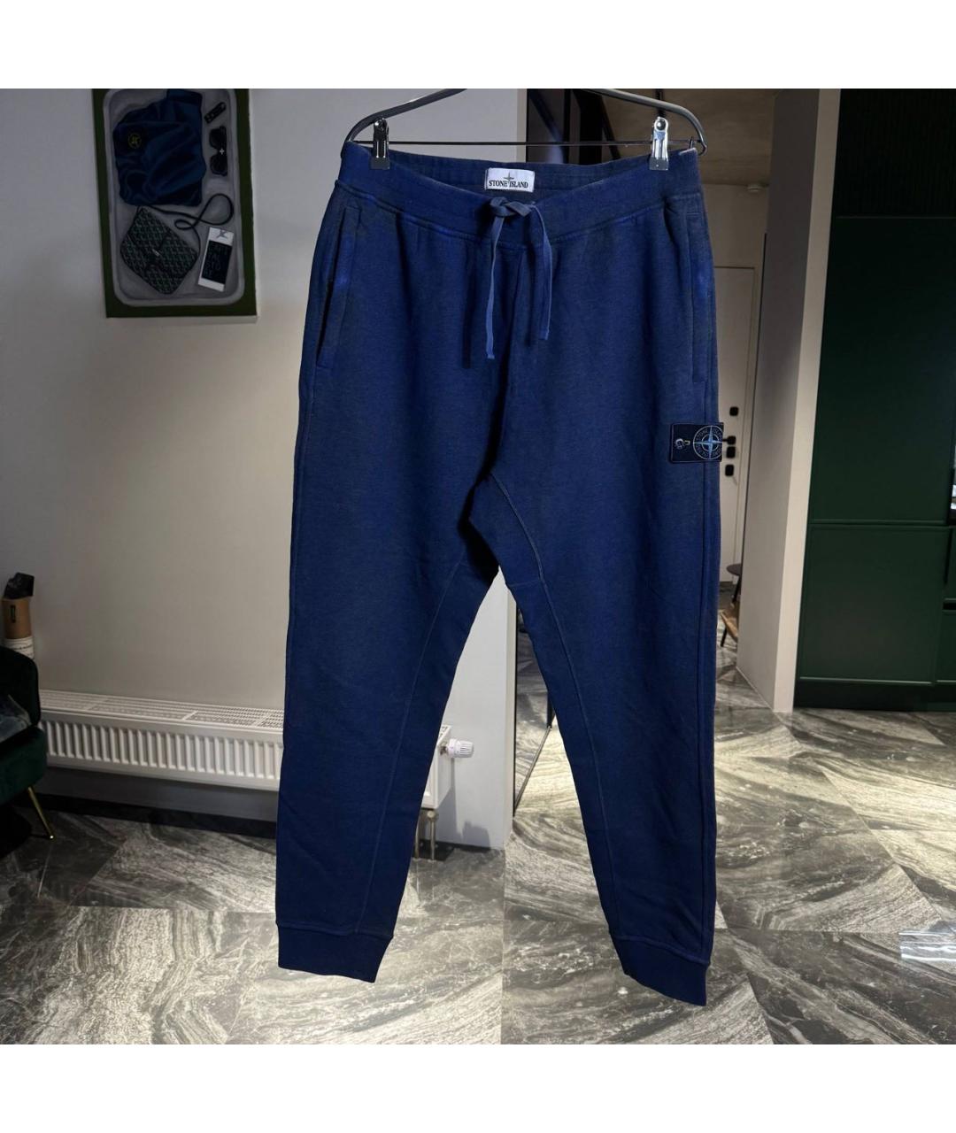 STONE ISLAND Темно-синие хлопковые повседневные брюки, фото 5