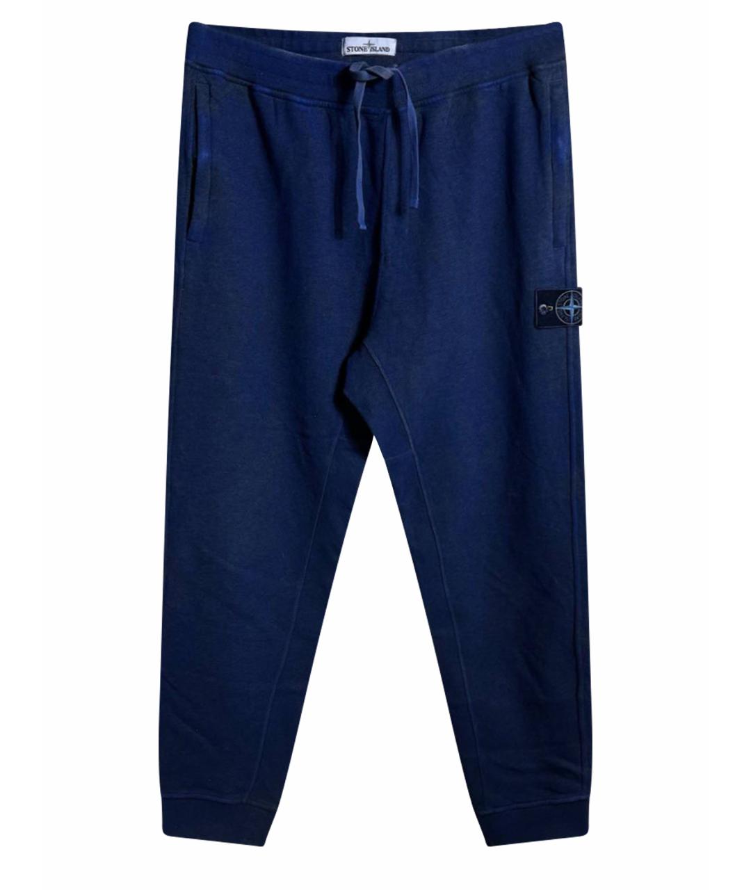 STONE ISLAND Темно-синие хлопковые повседневные брюки, фото 1