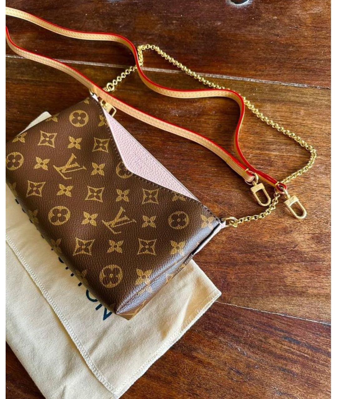 LOUIS VUITTON Коричневая кожаная сумка через плечо, фото 3