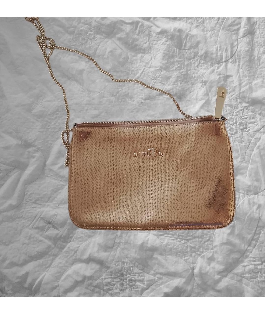 TRUSSARDI Золотая кожаная сумка через плечо, фото 2