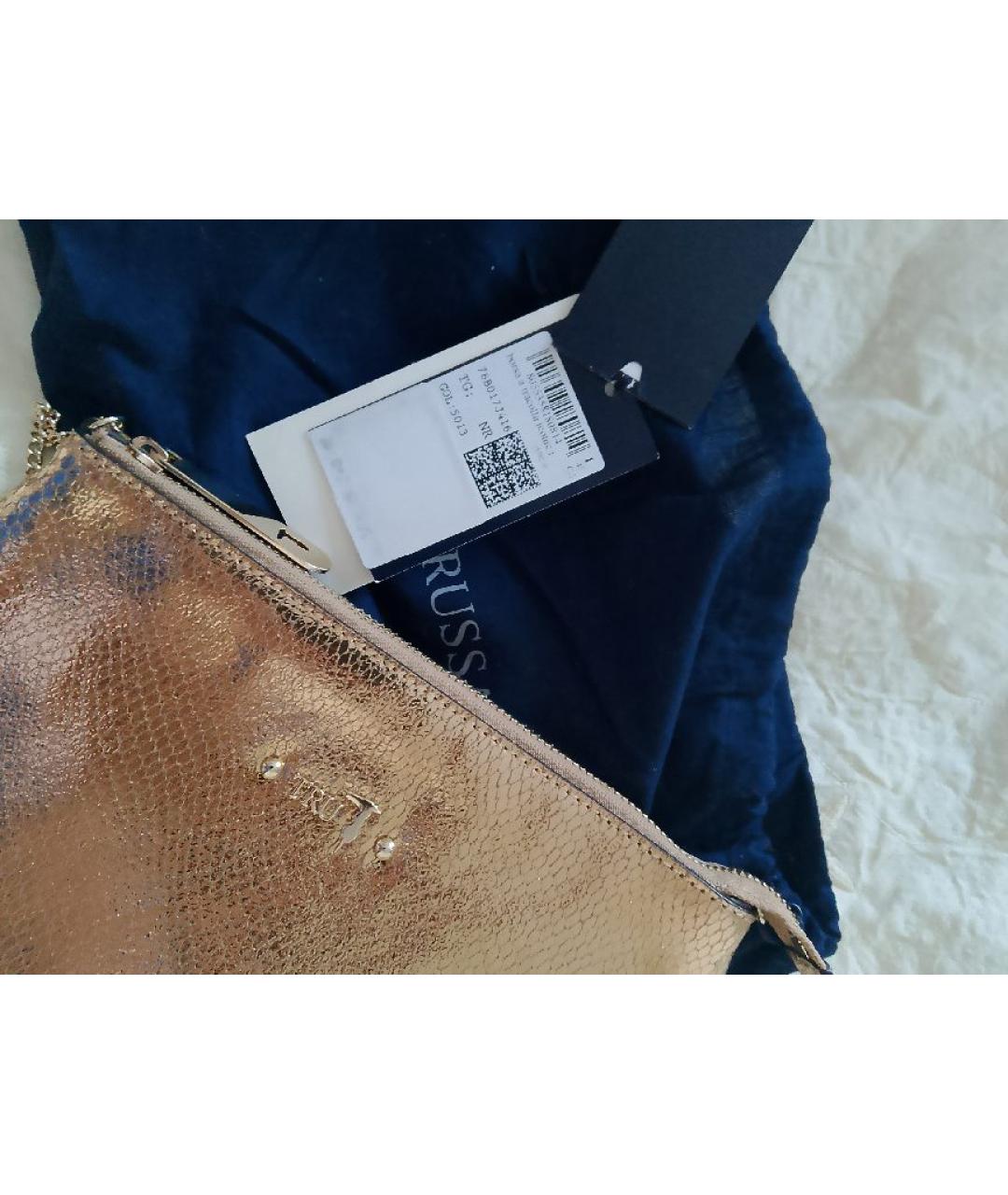 TRUSSARDI Золотая кожаная сумка через плечо, фото 5