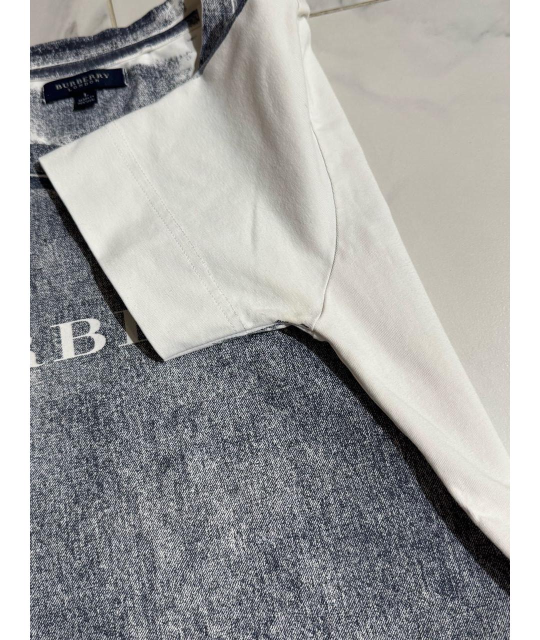 BURBERRY Темно-синяя хлопковая футболка, фото 4