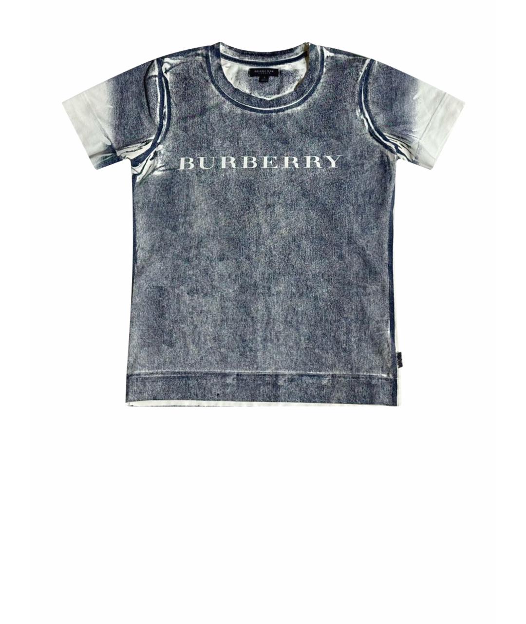BURBERRY Темно-синяя хлопковая футболка, фото 1