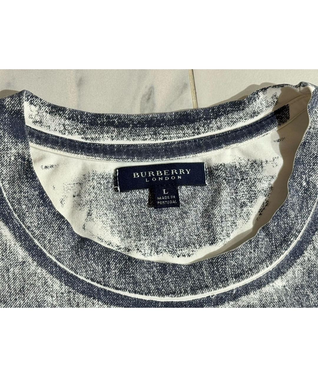 BURBERRY Темно-синяя хлопковая футболка, фото 2