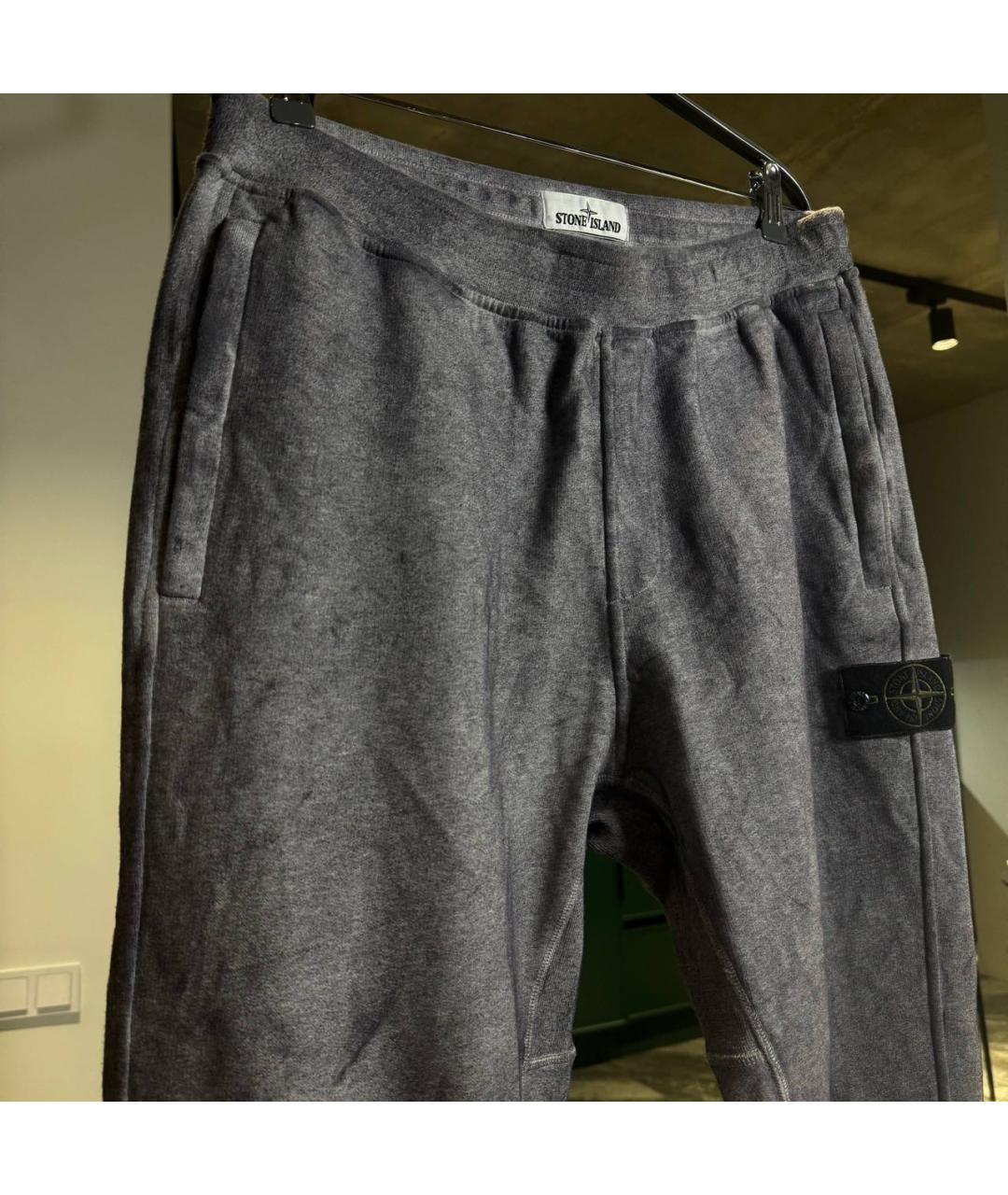 STONE ISLAND Серые хлопковые повседневные брюки, фото 3
