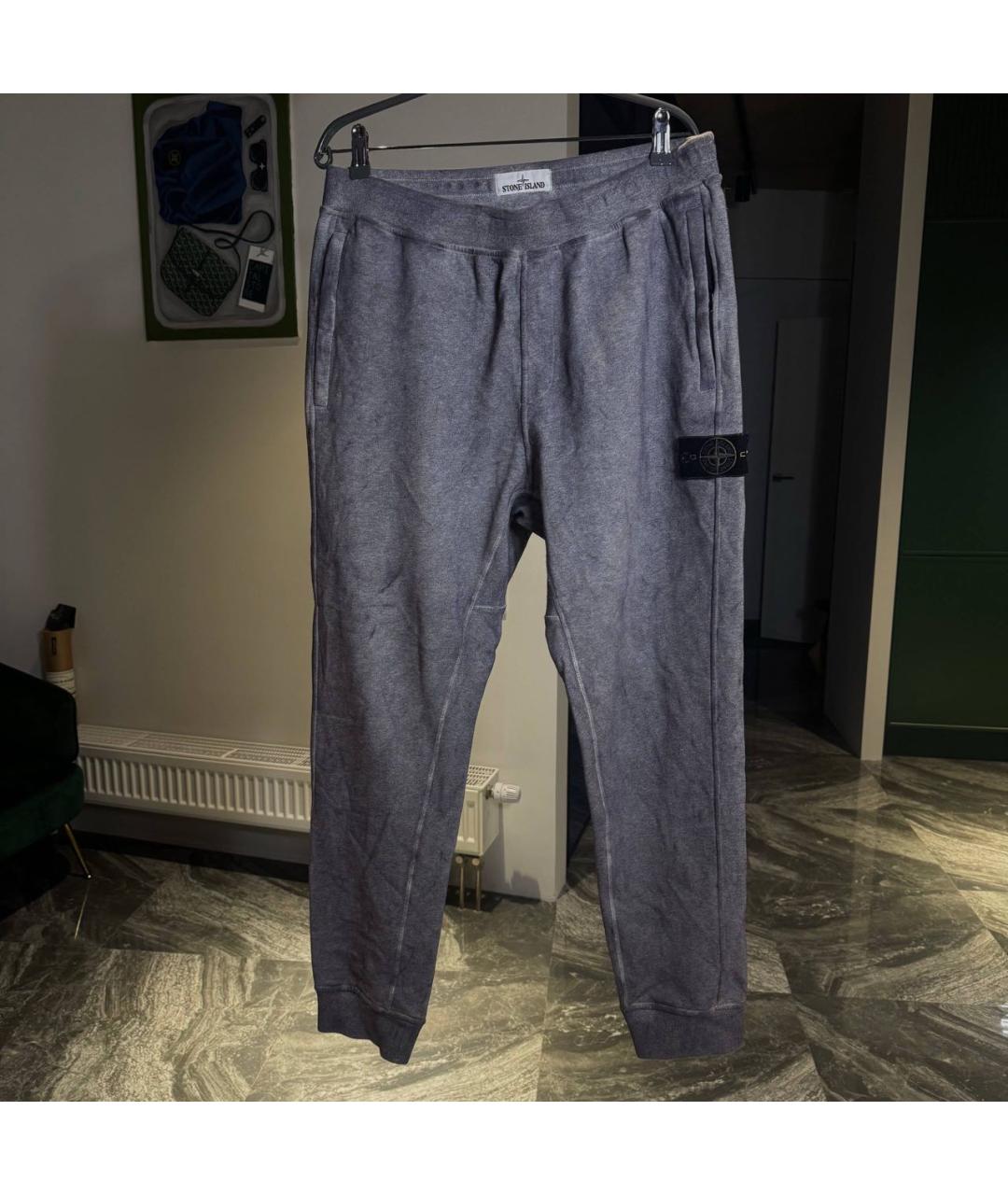 STONE ISLAND Серые хлопковые повседневные брюки, фото 5