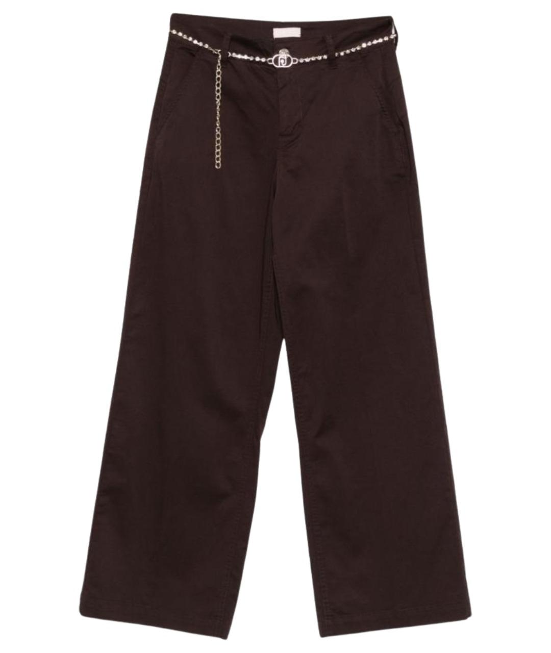 LIU JO Коричневые хлопковые прямые брюки, фото 1