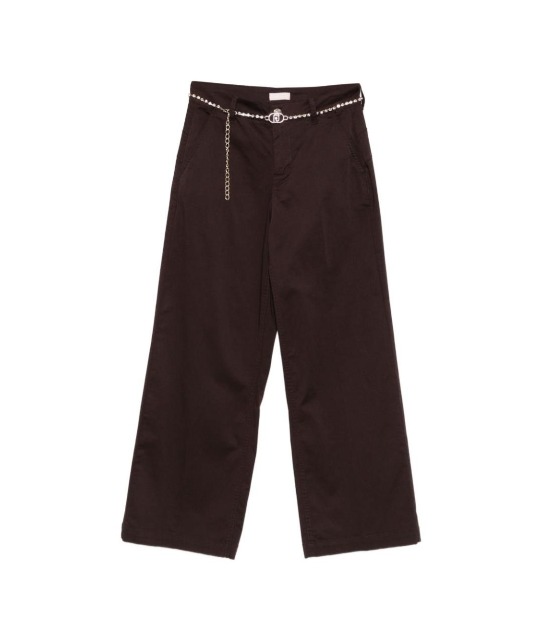 LIU JO Коричневые хлопковые прямые брюки, фото 4