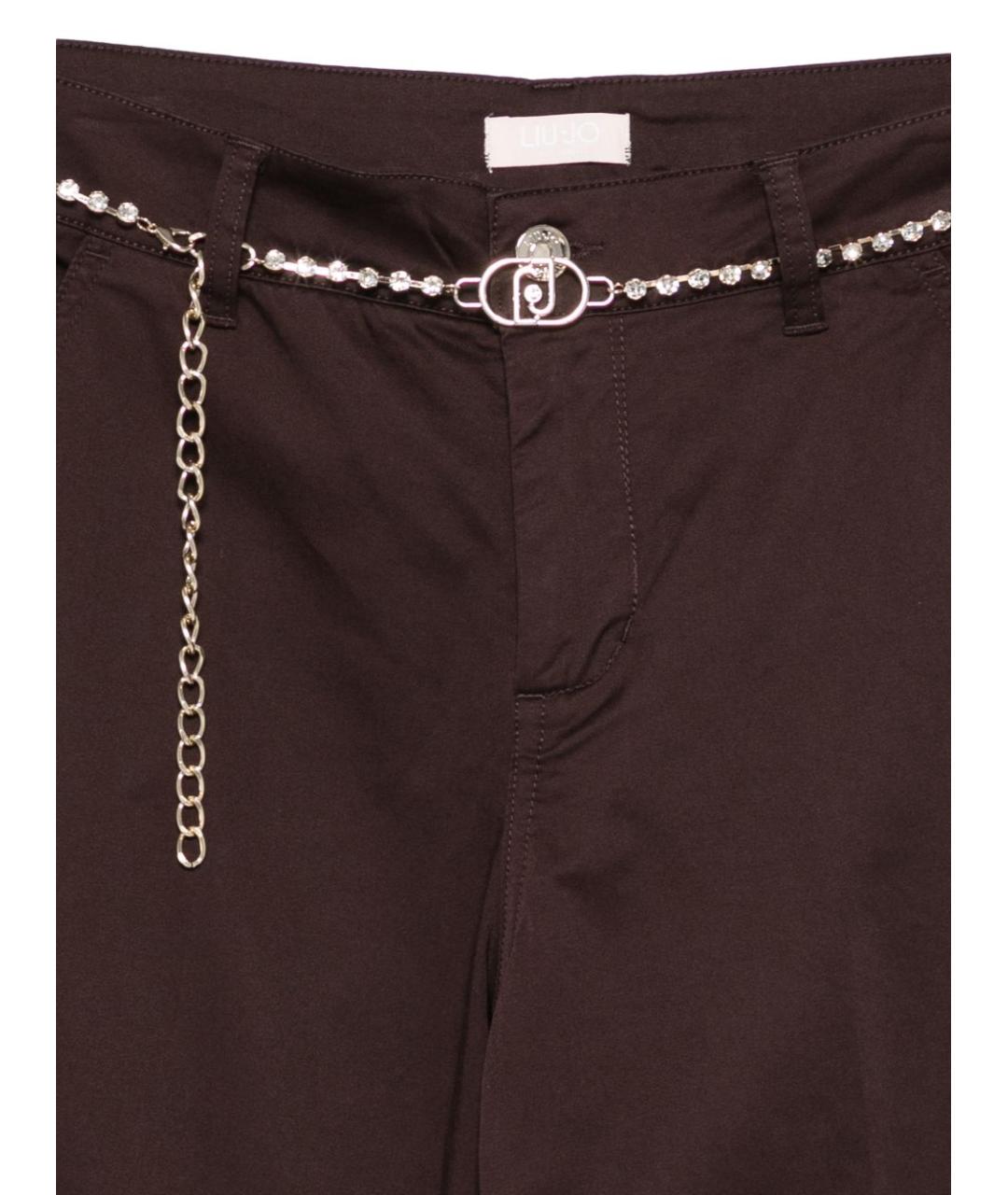LIU JO Коричневые хлопковые прямые брюки, фото 2