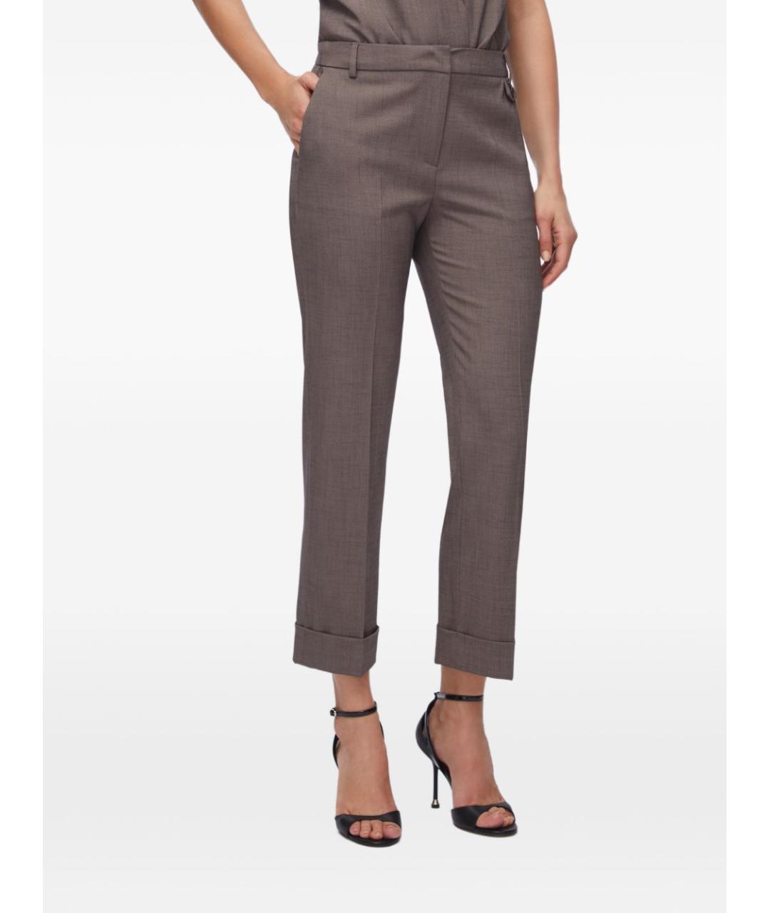 LIU JO Коричневые полиэстеровые брюки узкие, фото 2