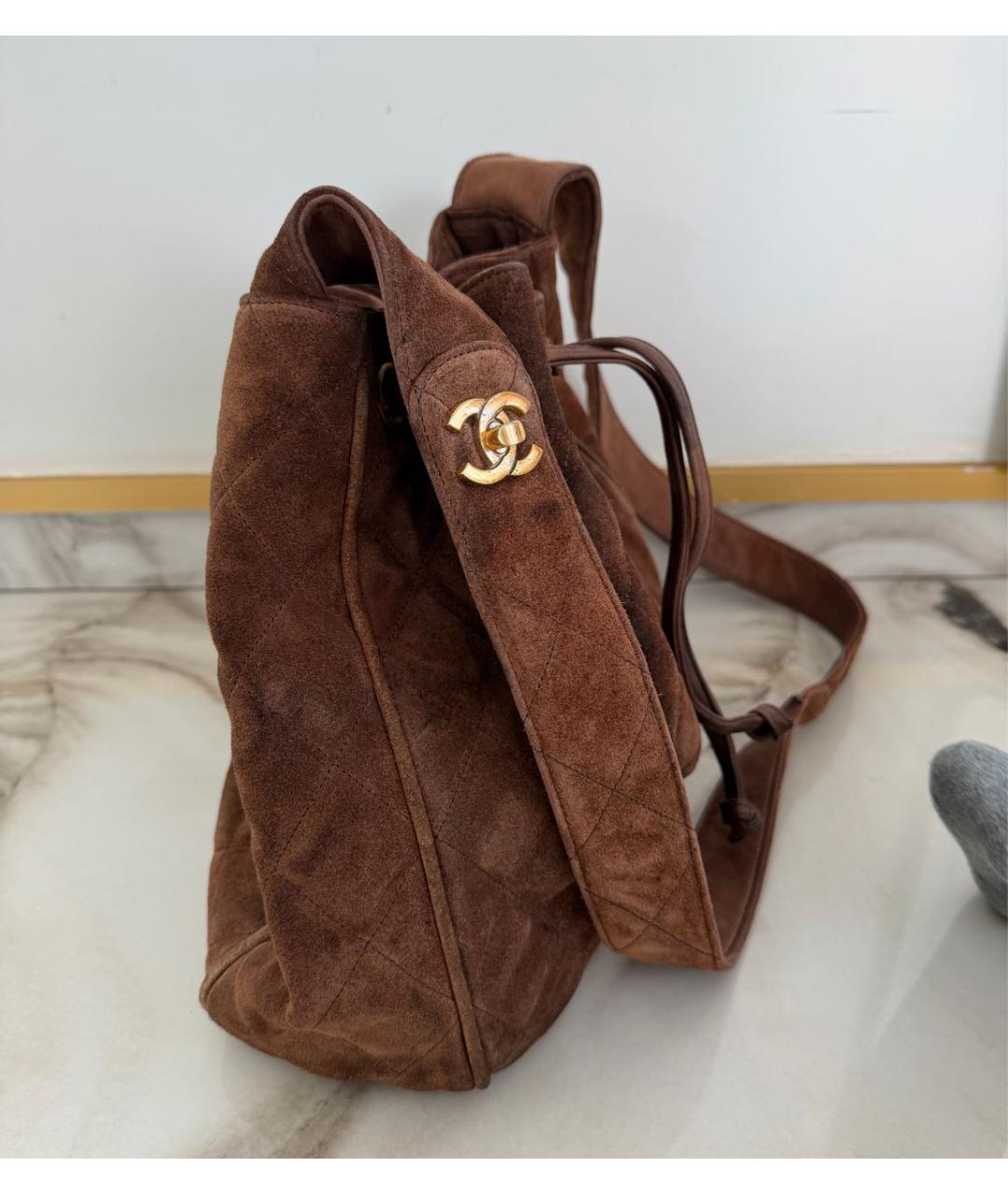 CHANEL Коричневая замшевая сумка через плечо, фото 4