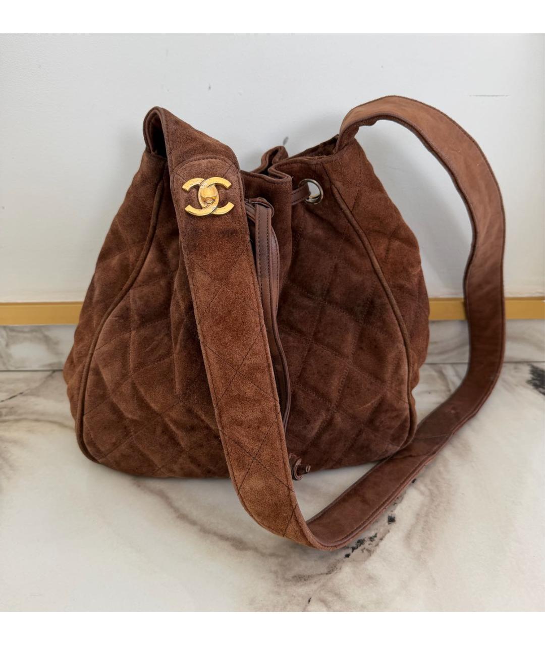 CHANEL Коричневая замшевая сумка через плечо, фото 5