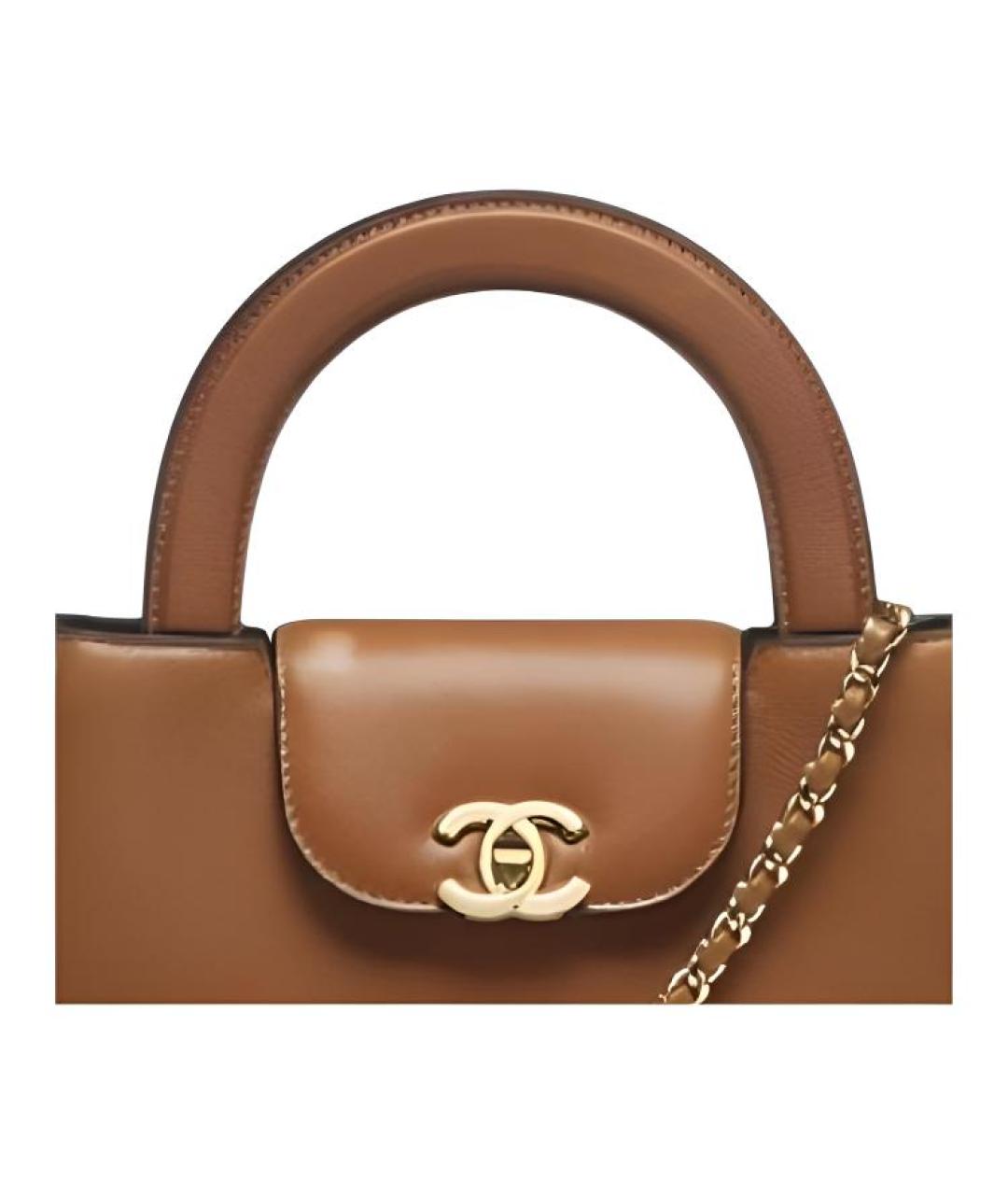 CHANEL Коричневая кожаная сумка через плечо, фото 2