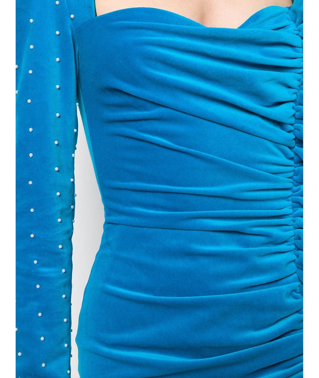 GIUSEPPE DI MORABITO Голубое бархатное вечернее платье, фото 5