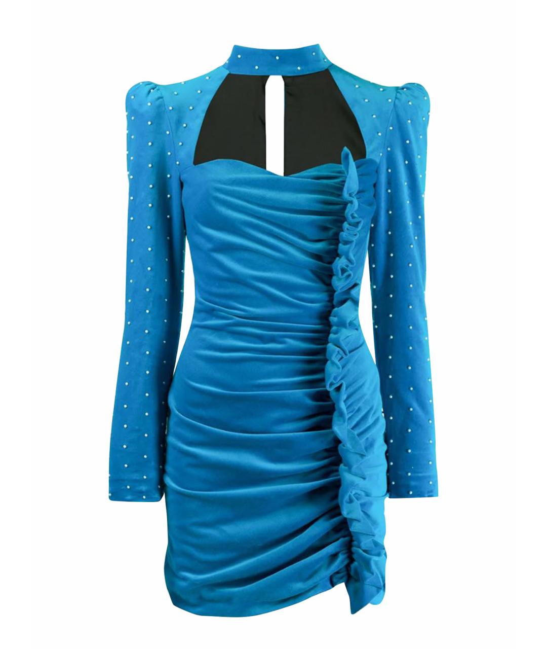 GIUSEPPE DI MORABITO Голубое бархатное вечернее платье, фото 1