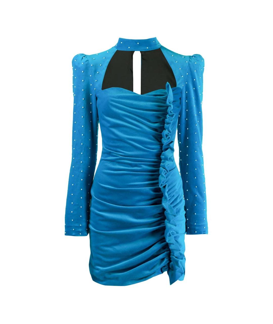 GIUSEPPE DI MORABITO Голубое бархатное вечернее платье, фото 8