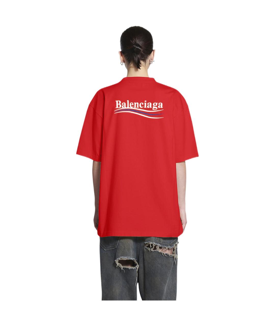 BALENCIAGA Красная футболка, фото 3