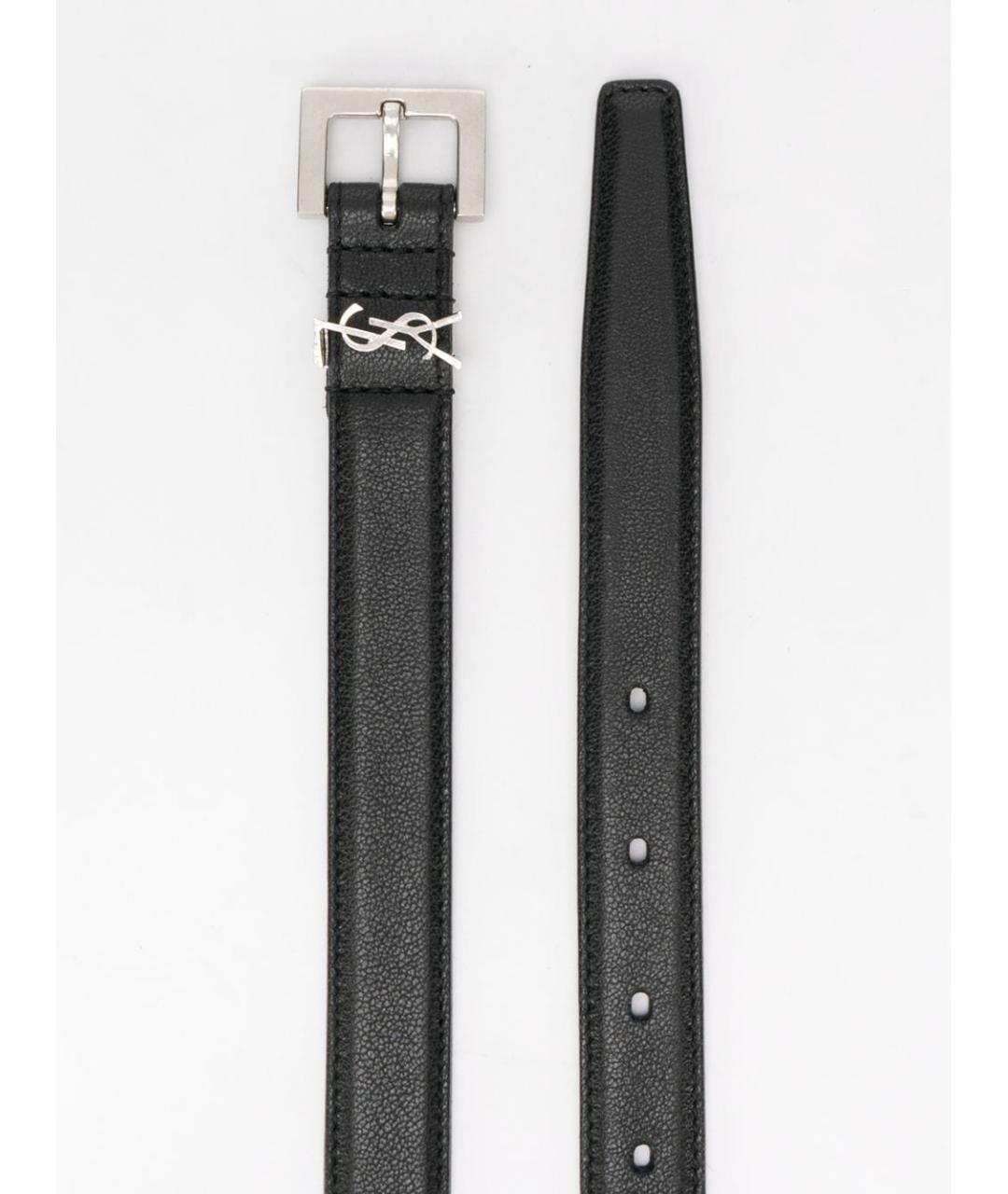 SAINT LAURENT Черный кожаный ремень, фото 2