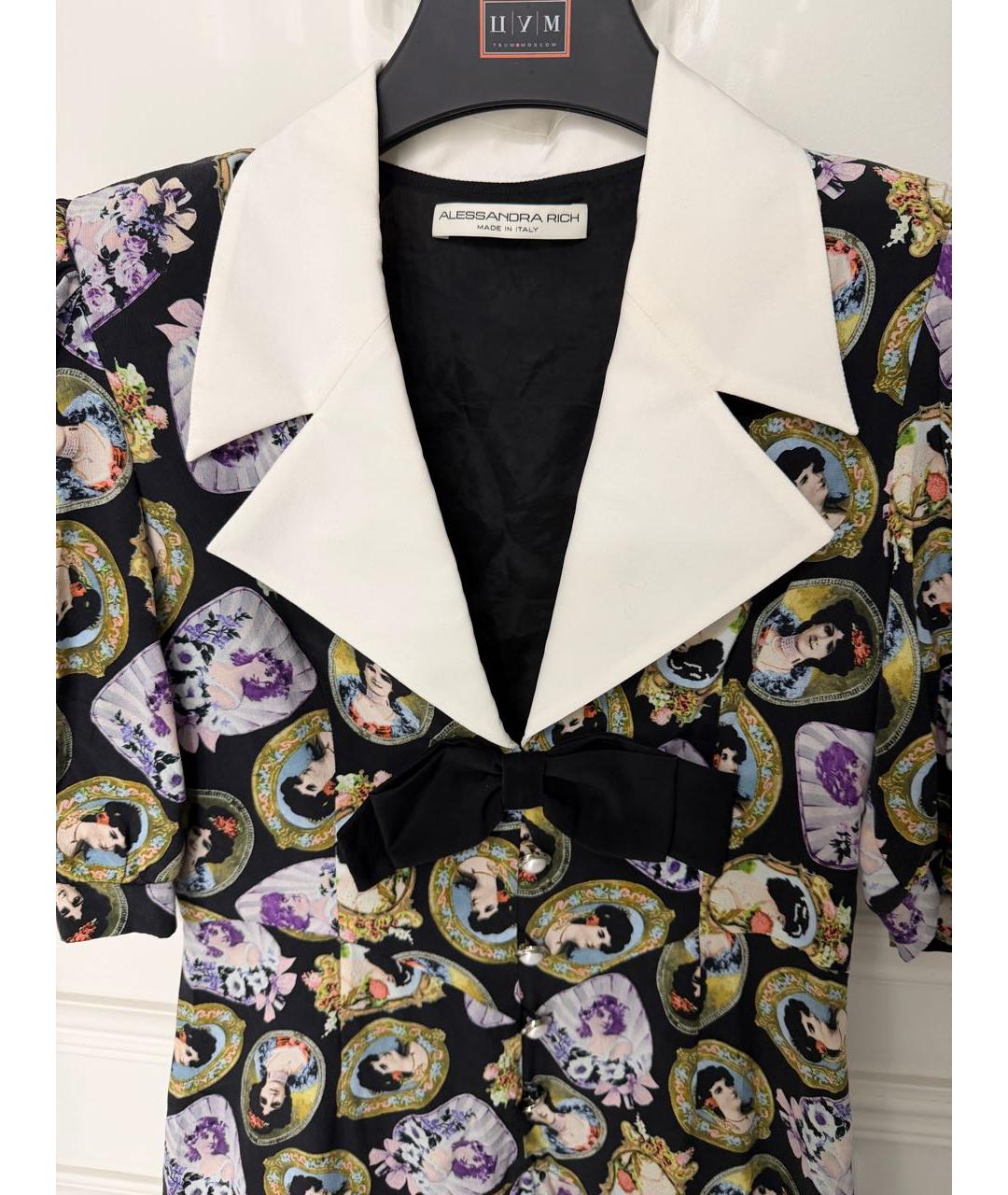 ALESSANDRA RICH Мульти шелковое коктейльное платье, фото 2