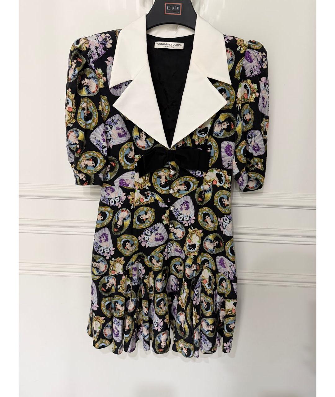 ALESSANDRA RICH Мульти шелковое коктейльное платье, фото 9