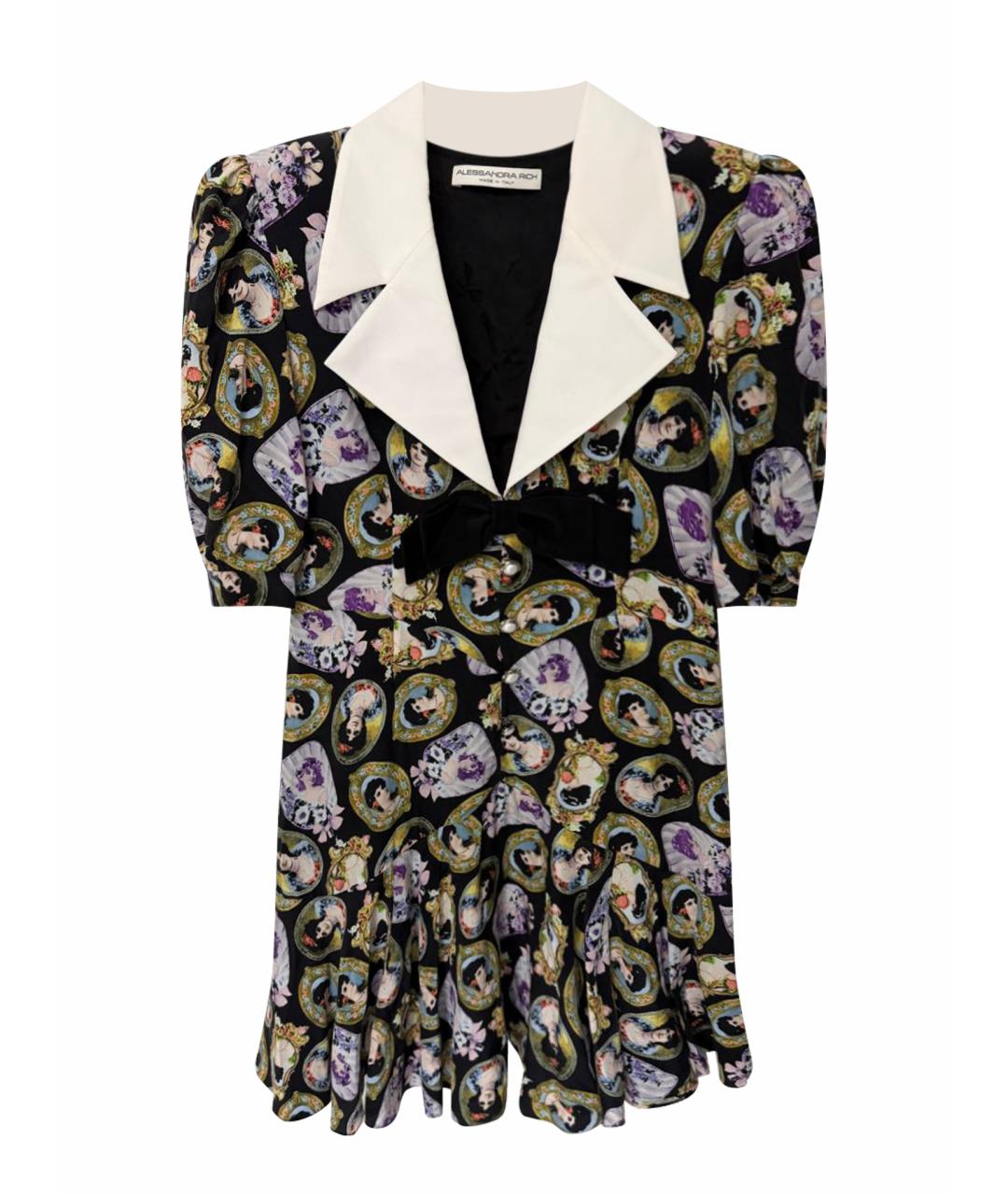 ALESSANDRA RICH Мульти шелковое коктейльное платье, фото 1