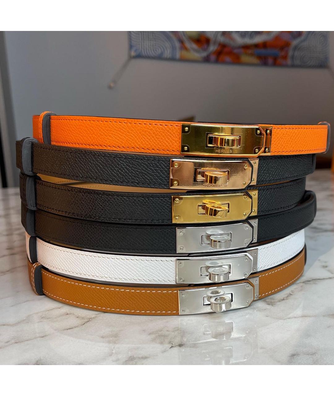 HERMES Черный кожаный ремень, фото 3