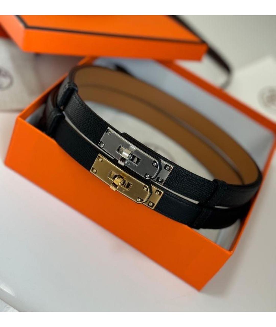 HERMES Черный кожаный ремень, фото 4