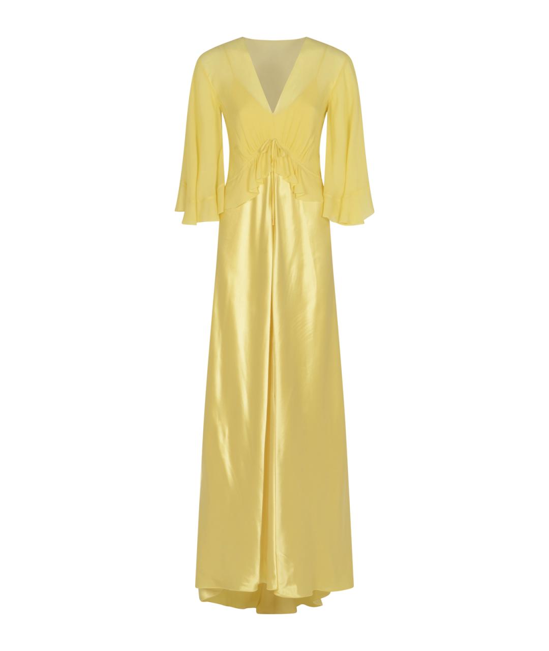 ALBERTA FERRETTI Желтое атласное вечернее платье, фото 1