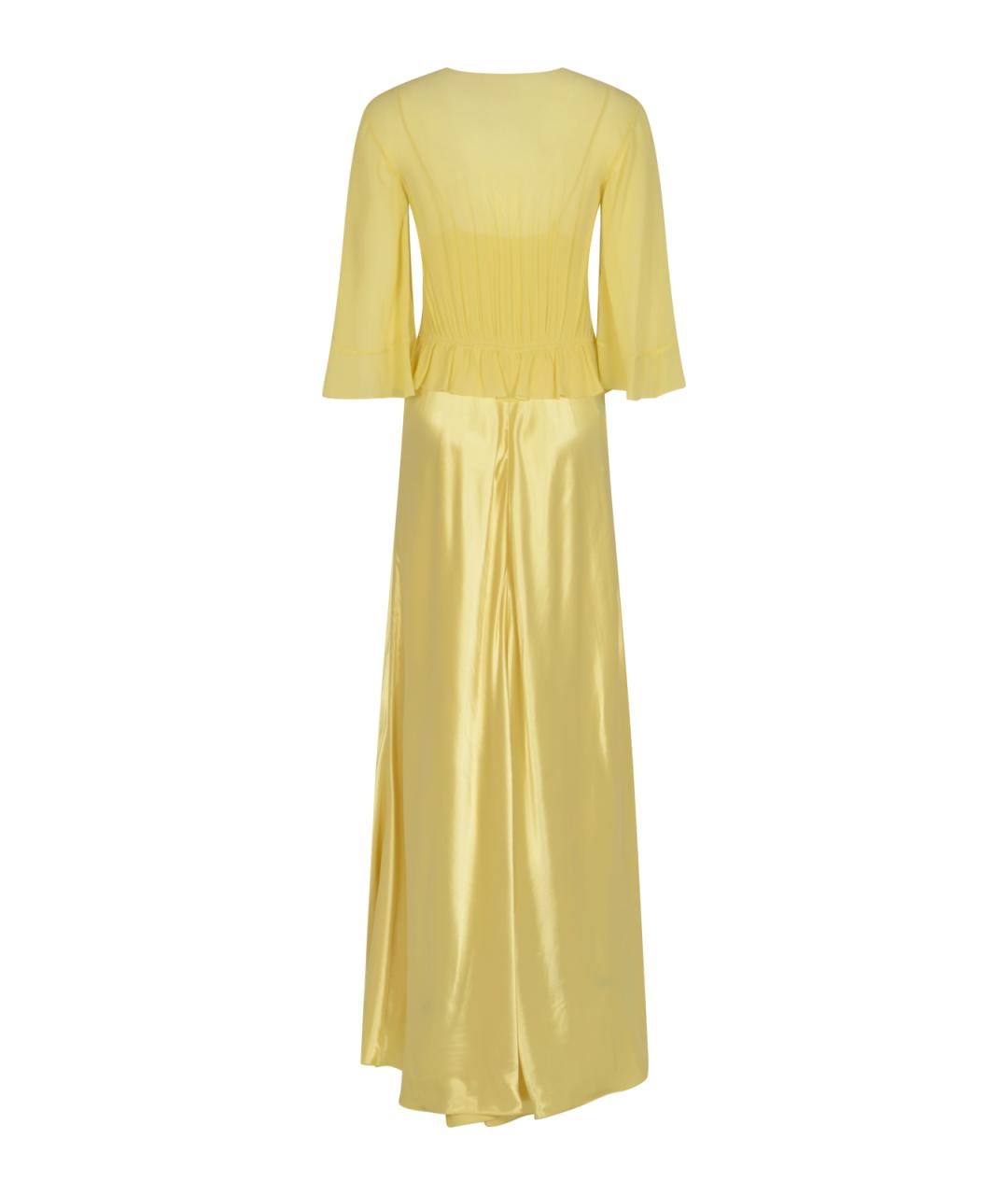 ALBERTA FERRETTI Желтое атласное вечернее платье, фото 2