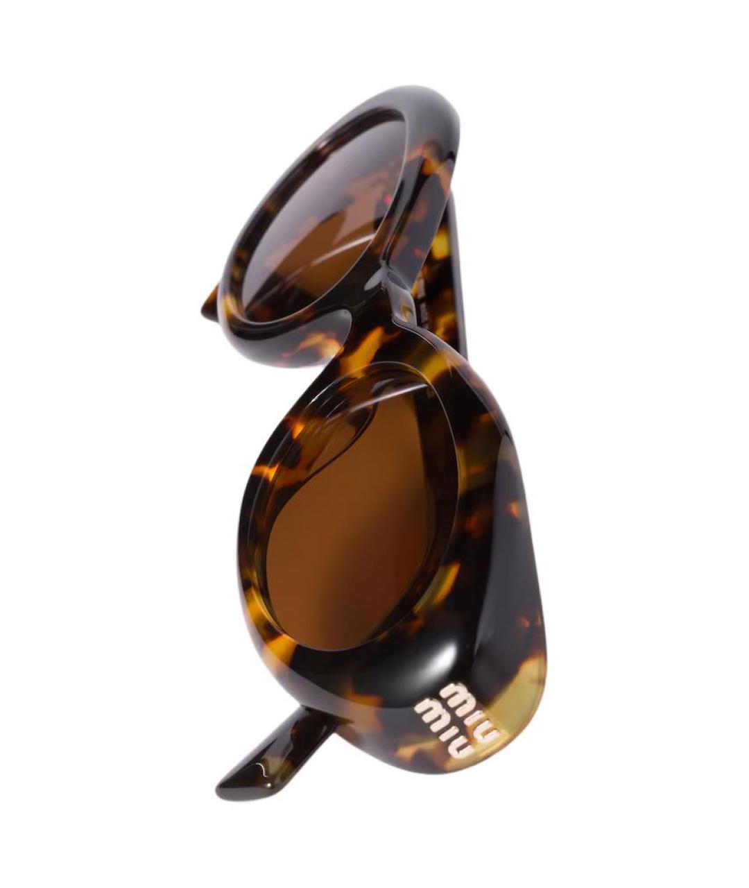 MIU MIU Коричневые пластиковые солнцезащитные очки, фото 4