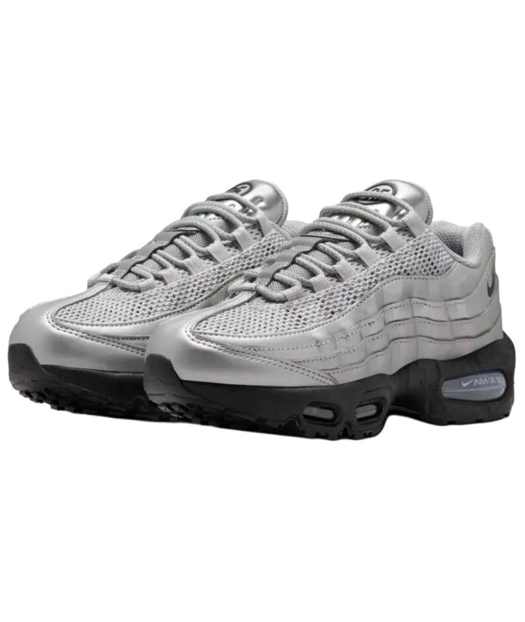 NIKE Серебряные кожаные кроссовки, фото 4