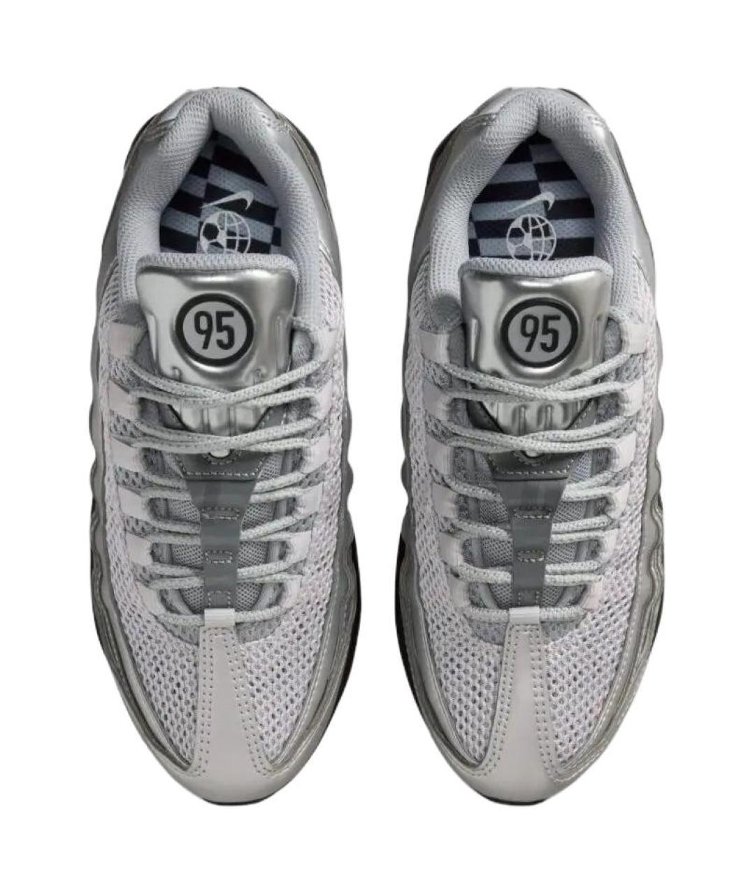 NIKE Серебряные кожаные кроссовки, фото 5