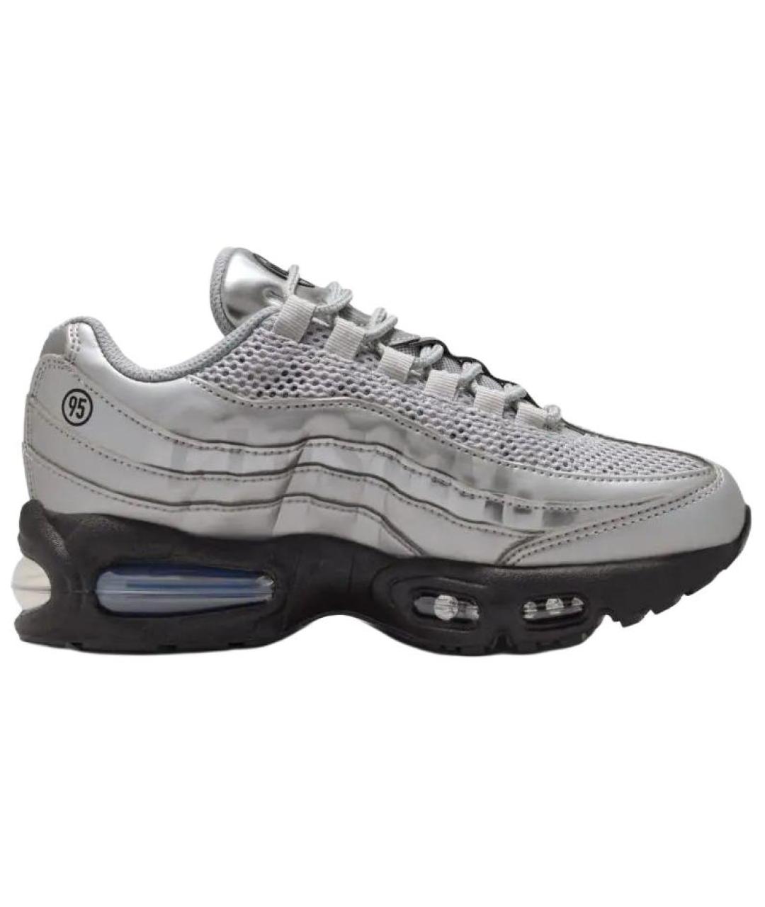 NIKE Серебряные кожаные кроссовки, фото 2