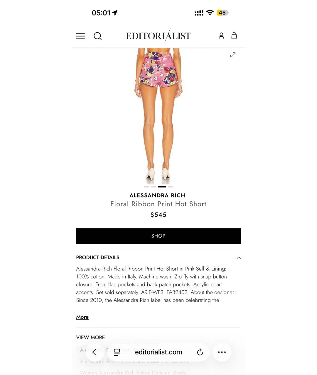 ALESSANDRA RICH Розовые деним шорты, фото 5