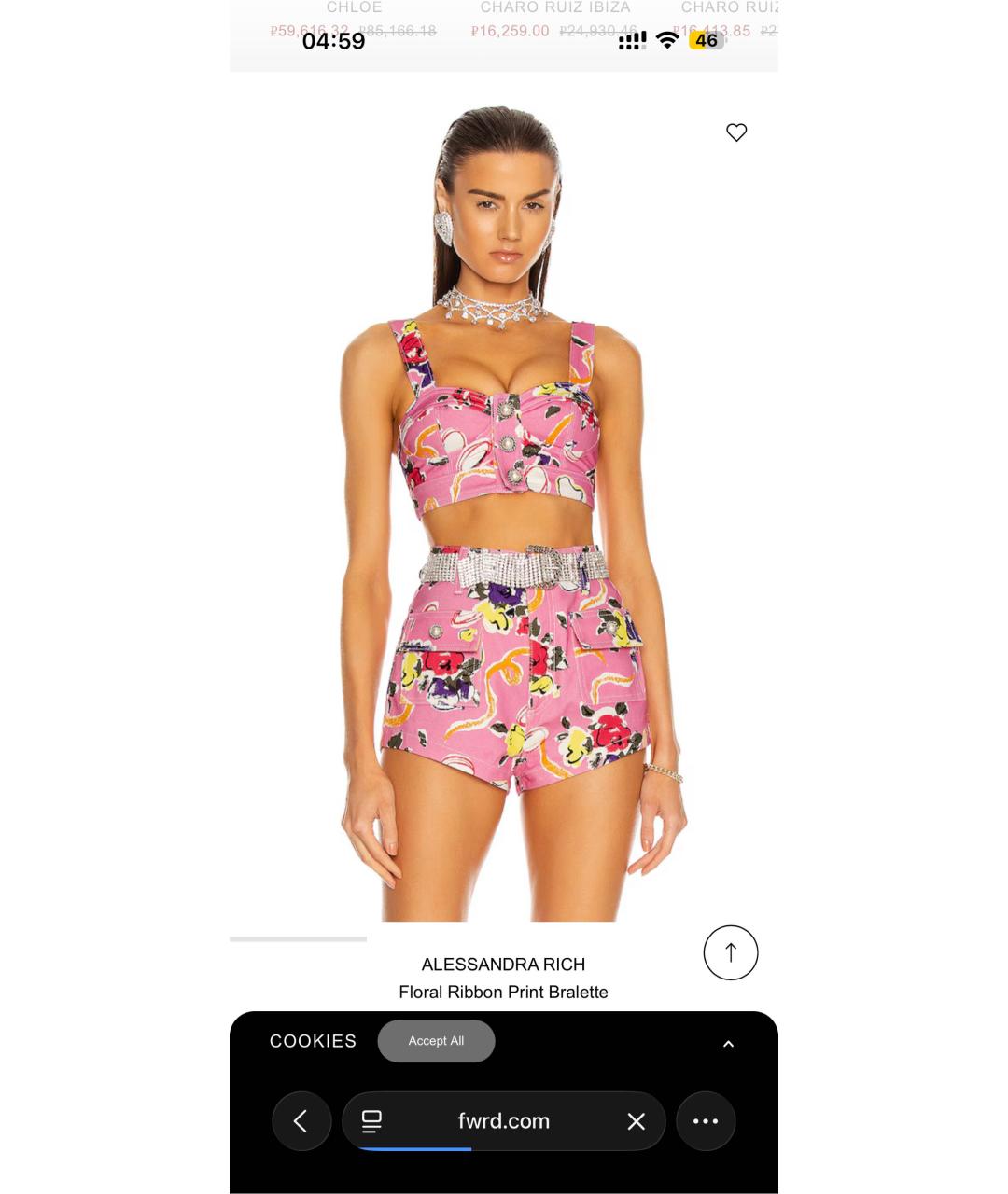 ALESSANDRA RICH Розовые деним шорты, фото 2