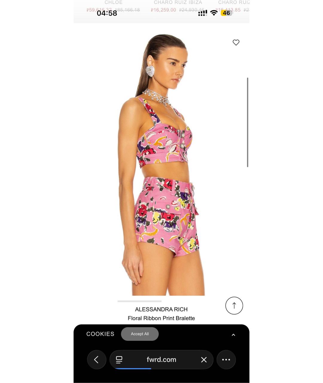 ALESSANDRA RICH Розовые деним шорты, фото 6