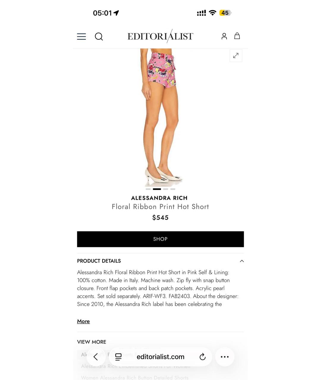 ALESSANDRA RICH Розовые деним шорты, фото 4