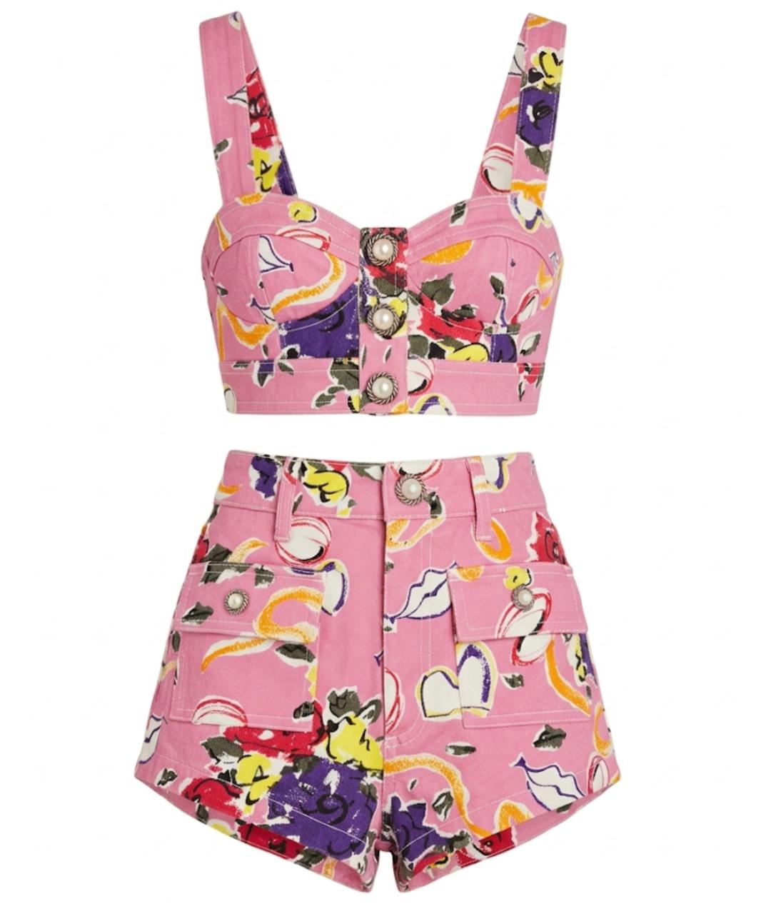 ALESSANDRA RICH Розовые деним шорты, фото 1