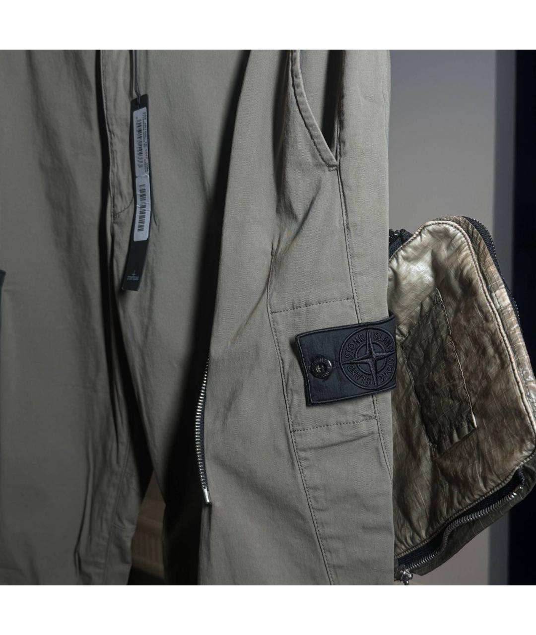 STONE ISLAND Хаки хлопковые повседневные брюки, фото 3