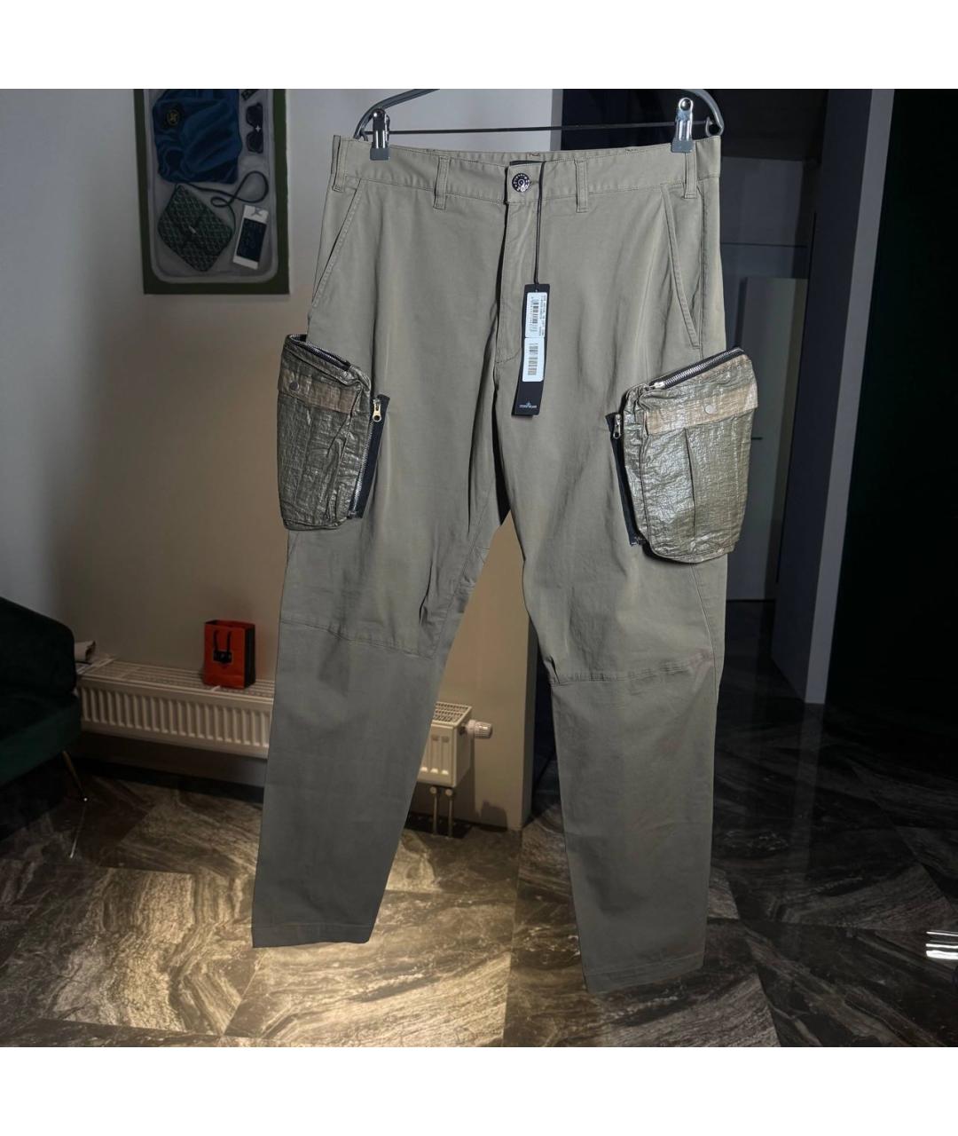 STONE ISLAND Хаки хлопковые повседневные брюки, фото 5