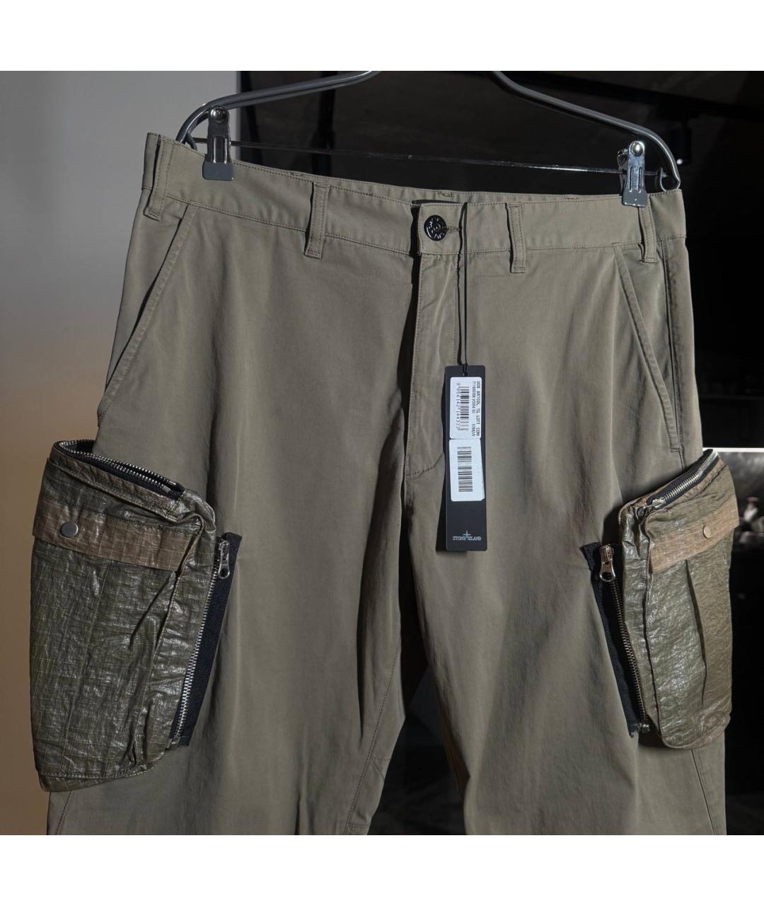 STONE ISLAND Хаки хлопковые повседневные брюки, фото 4