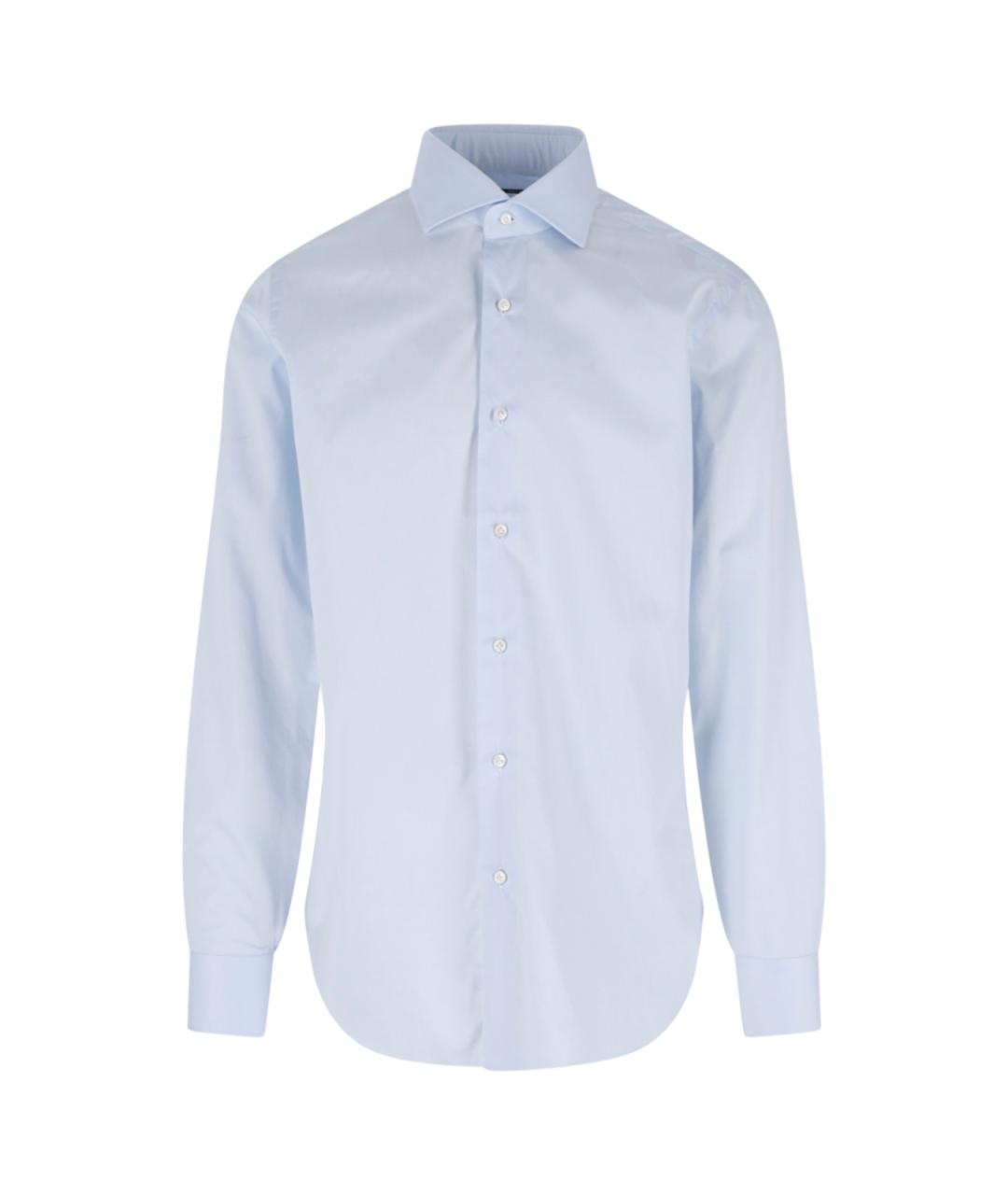 BARBA Синяя хлопковая кэжуал рубашка, фото 1