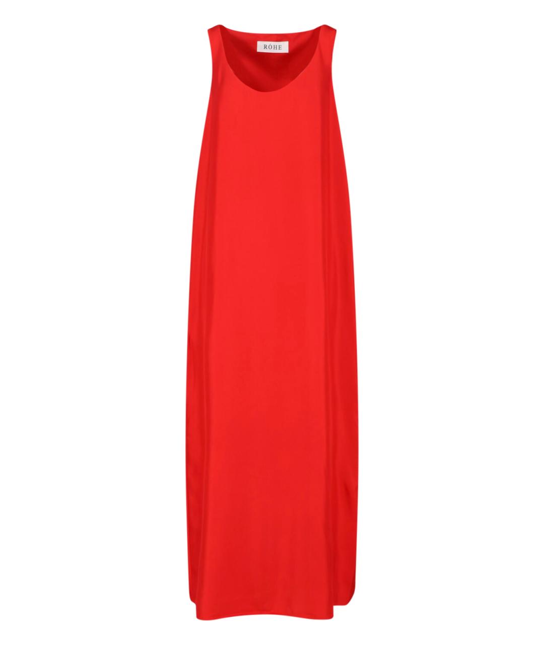ROHE Красное шелковое повседневное платье, фото 1