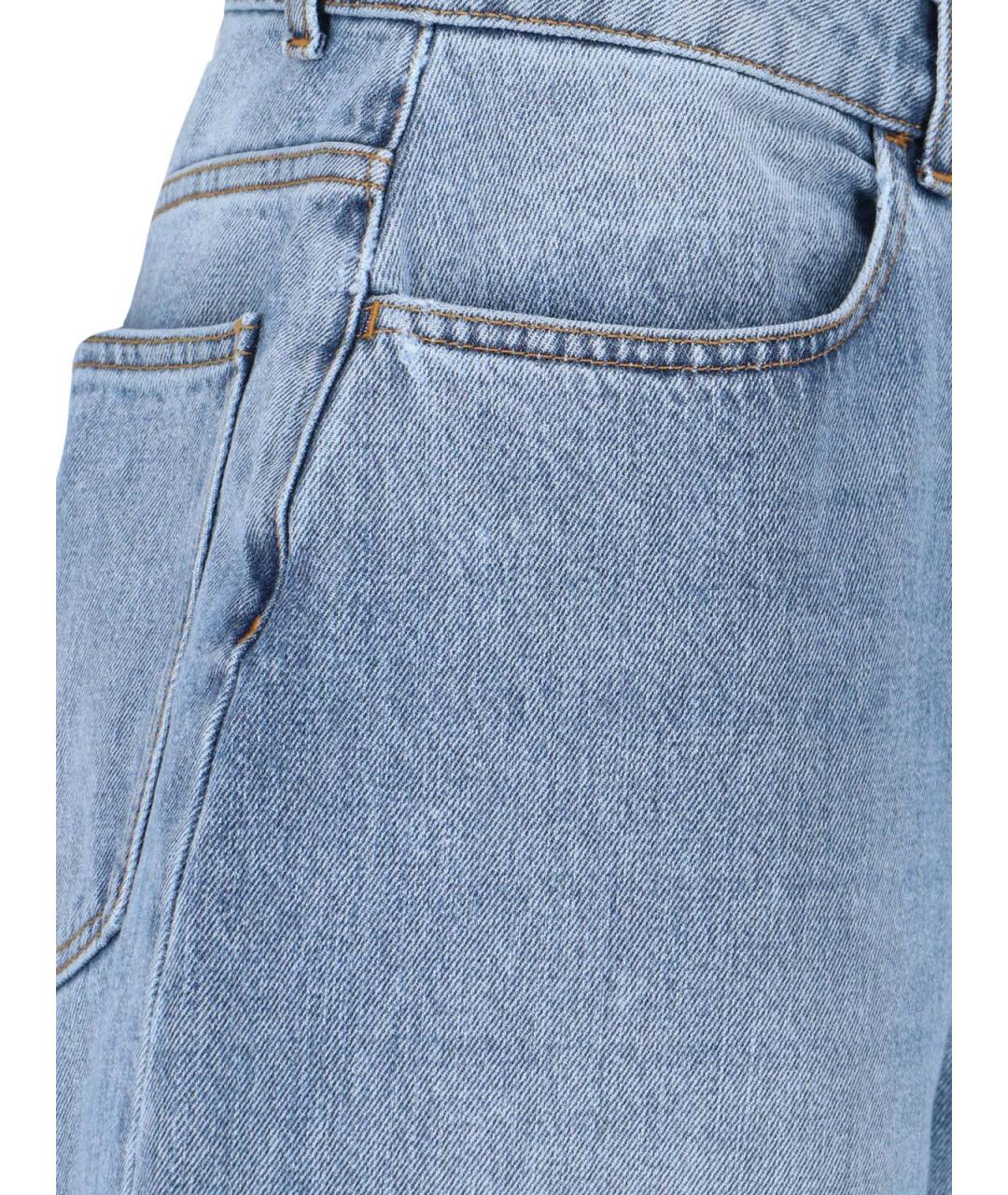 ROHE Синие хлопковые прямые джинсы, фото 4